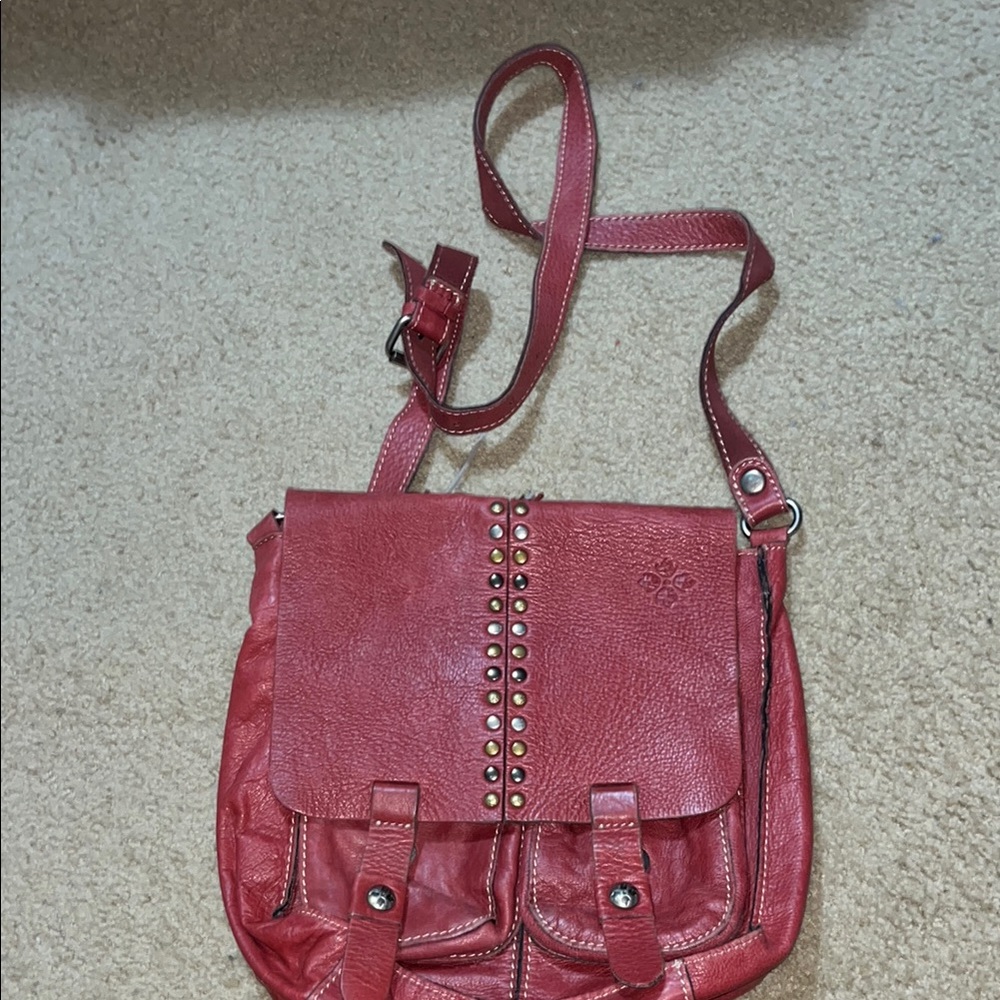 Patricia Nash Red Crossbody Bag with Vintage Leather and Adjustable Strap